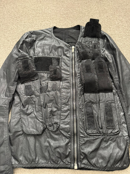SS15 Rick Owens DRKSHDW Black Waxed Military Cargo Jacket