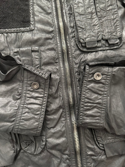 SS15 Rick Owens DRKSHDW Black Waxed Military Cargo Jacket