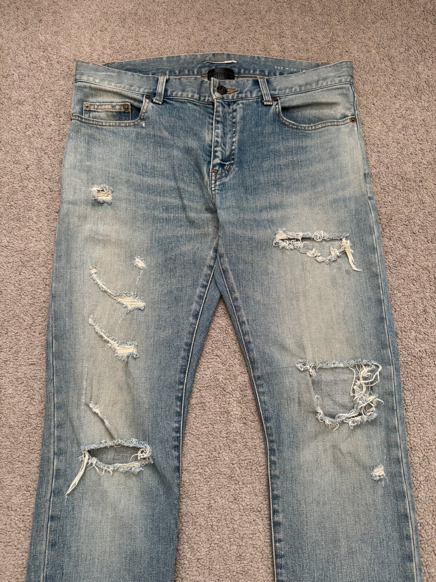 SS16 Saint Laurent by Hedi Slimane Crash Distressed D02 Denim Jeans