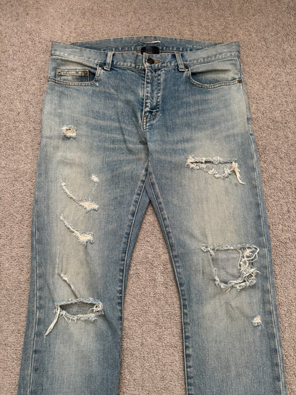 SS16 Saint Laurent by Hedi Slimane Crash Distressed D02 Denim Jeans