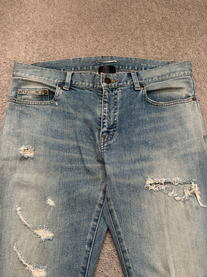 SS16 Saint Laurent by Hedi Slimane Crash Distressed D02 Denim Jeans