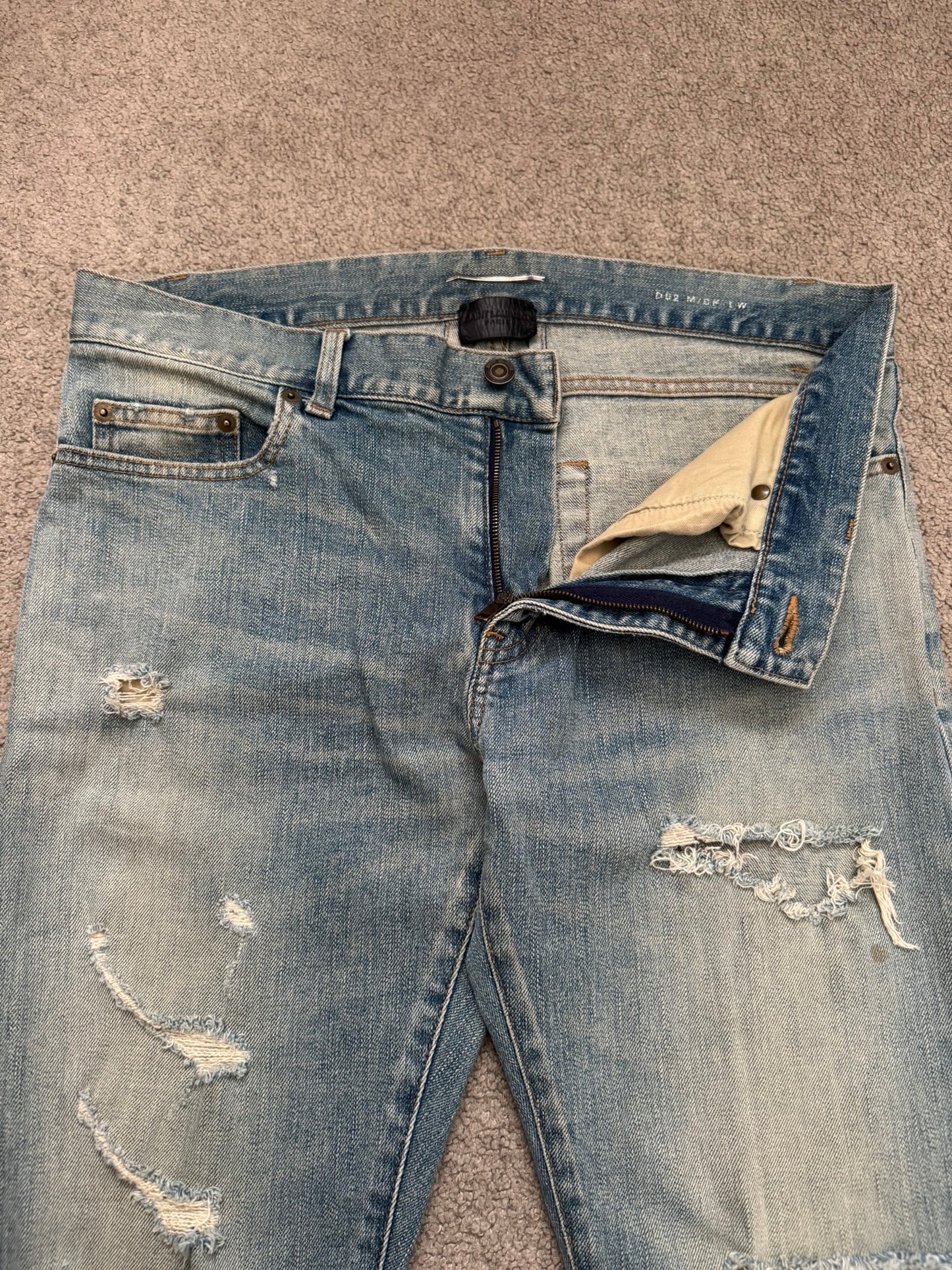SS16 Saint Laurent by Hedi Slimane Crash Distressed D02 Denim Jeans