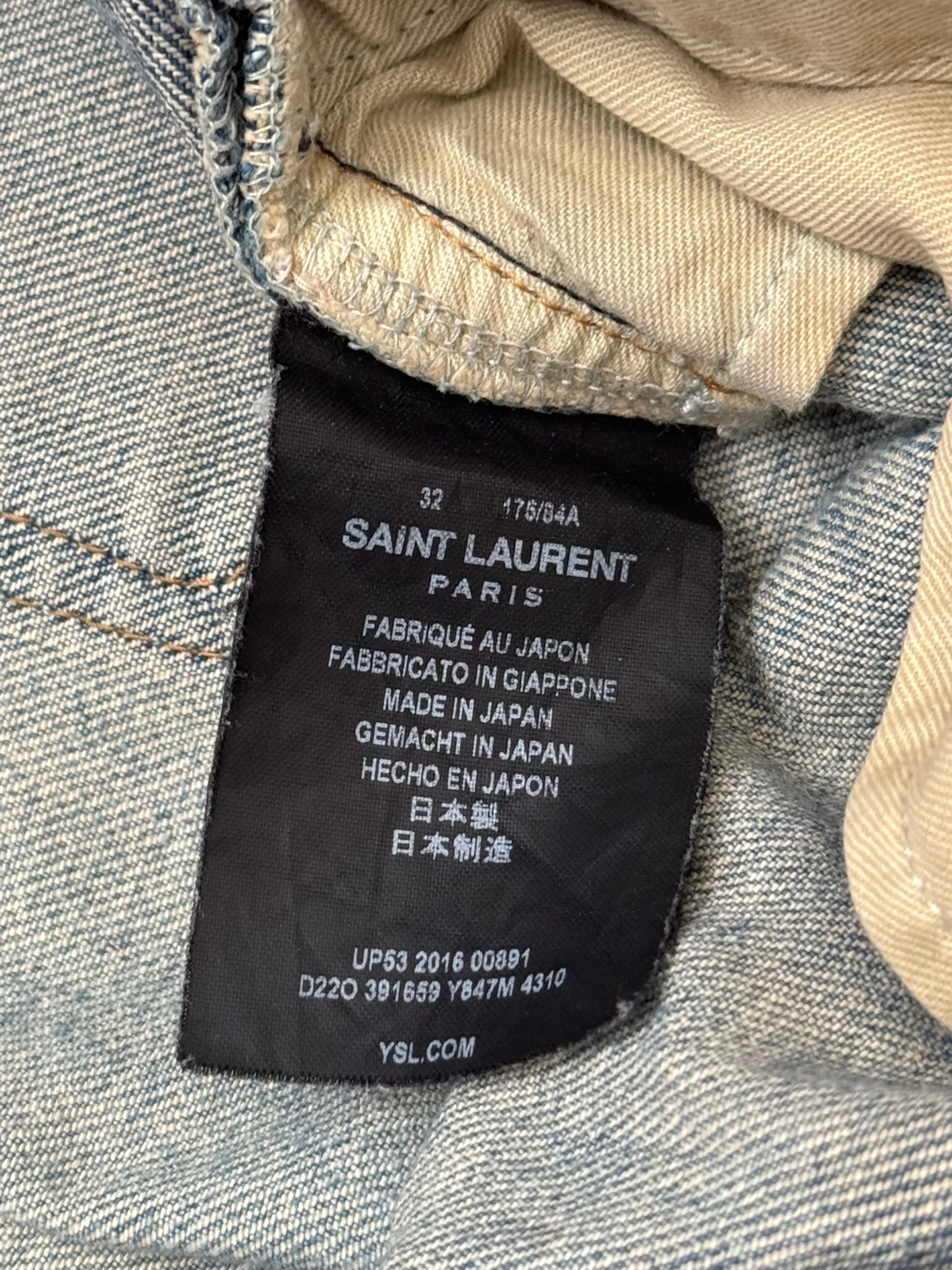 SS16 Saint Laurent by Hedi Slimane Crash Distressed D02 Denim Jeans