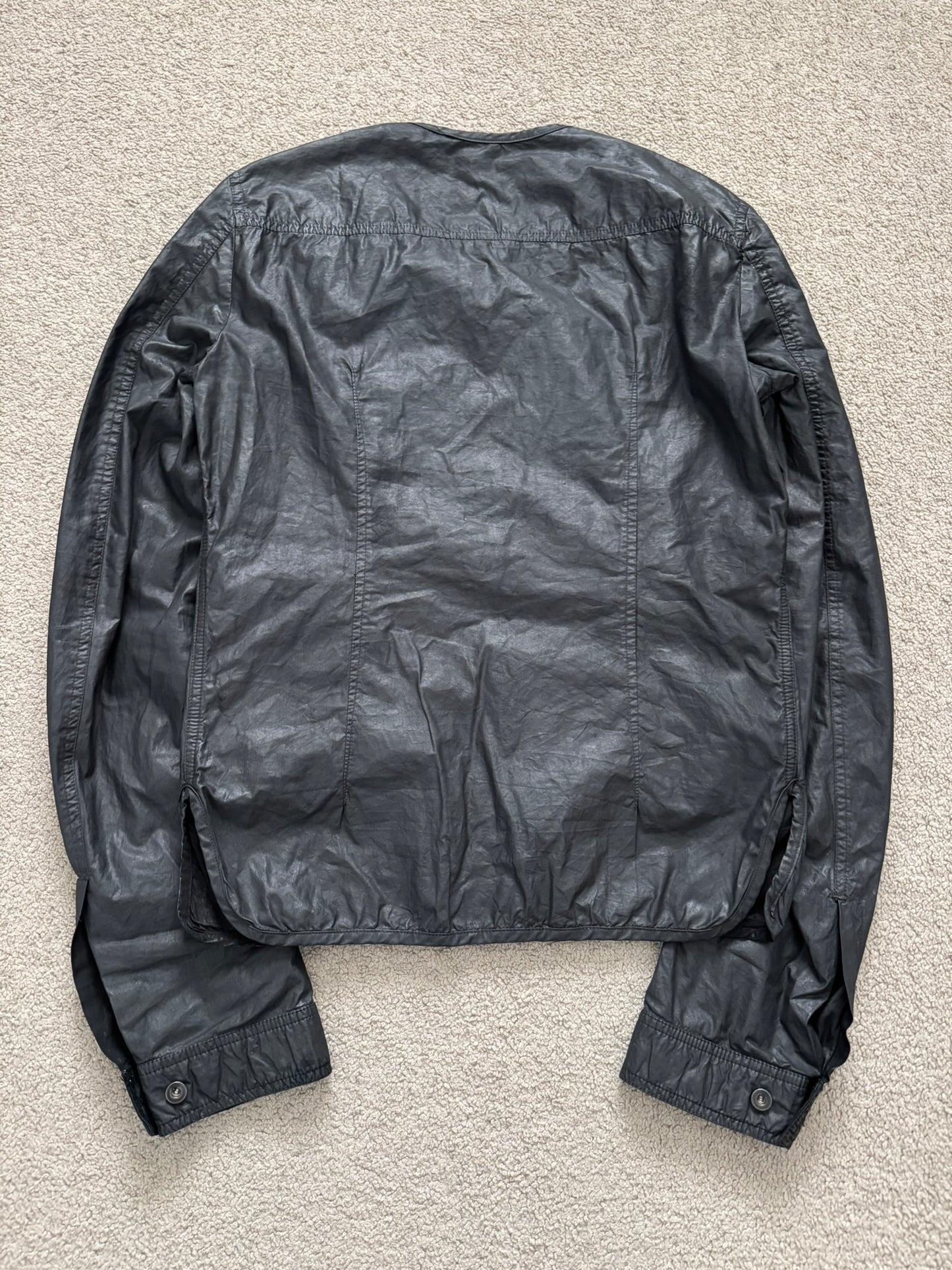 SS15 Rick Owens DRKSHDW Black Waxed Military Cargo Jacket