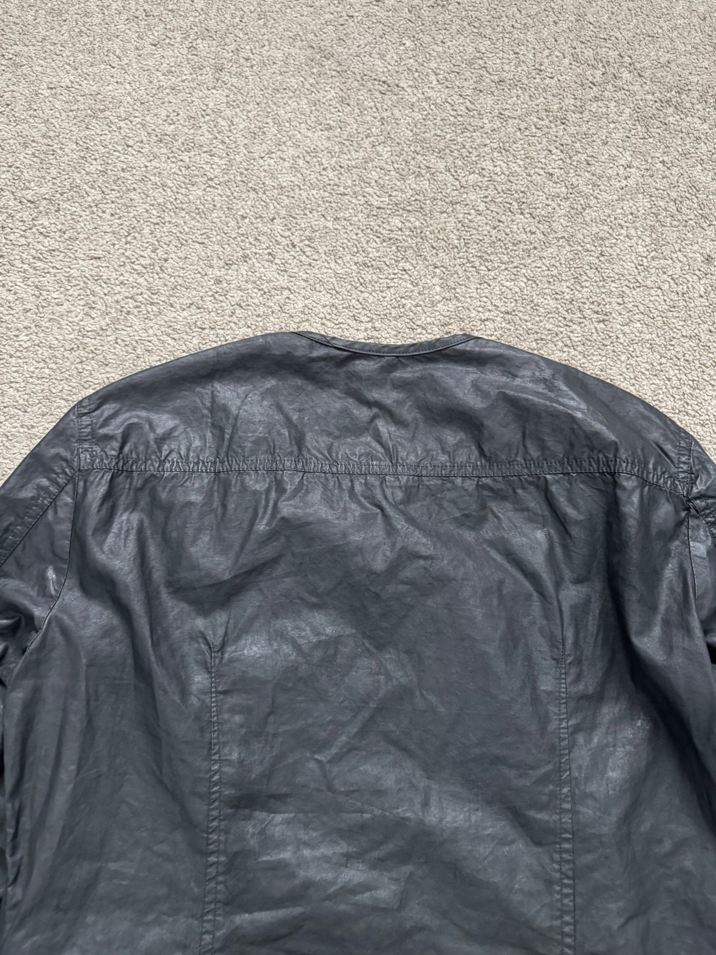 SS15 Rick Owens DRKSHDW Black Waxed Military Cargo Jacket