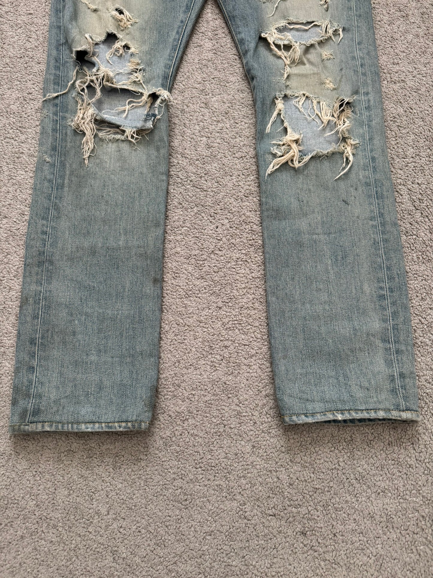 FW14 Saint Laurent by Hedi Slimane Crash Distressed D02 Denim Jeans