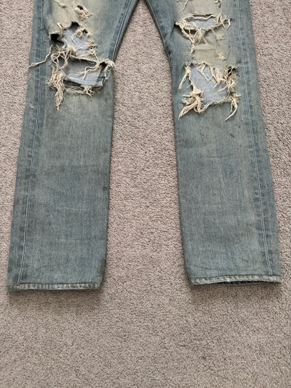 FW14 Saint Laurent by Hedi Slimane Crash Distressed D02 Denim Jeans