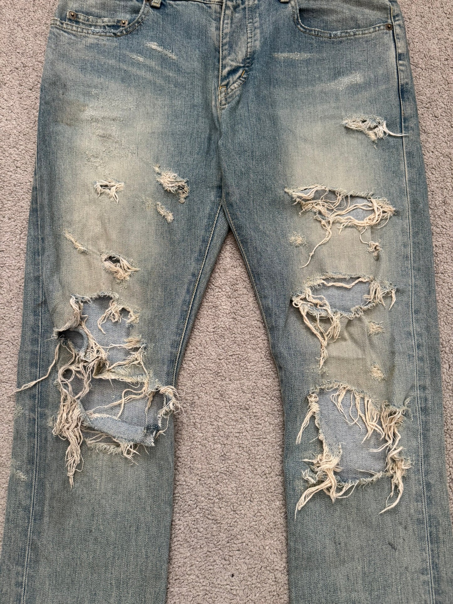 FW14 Saint Laurent by Hedi Slimane Crash Distressed D02 Denim Jeans
