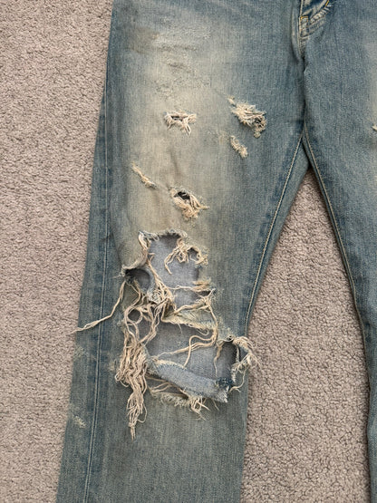 FW14 Saint Laurent by Hedi Slimane Crash Distressed D02 Denim Jeans