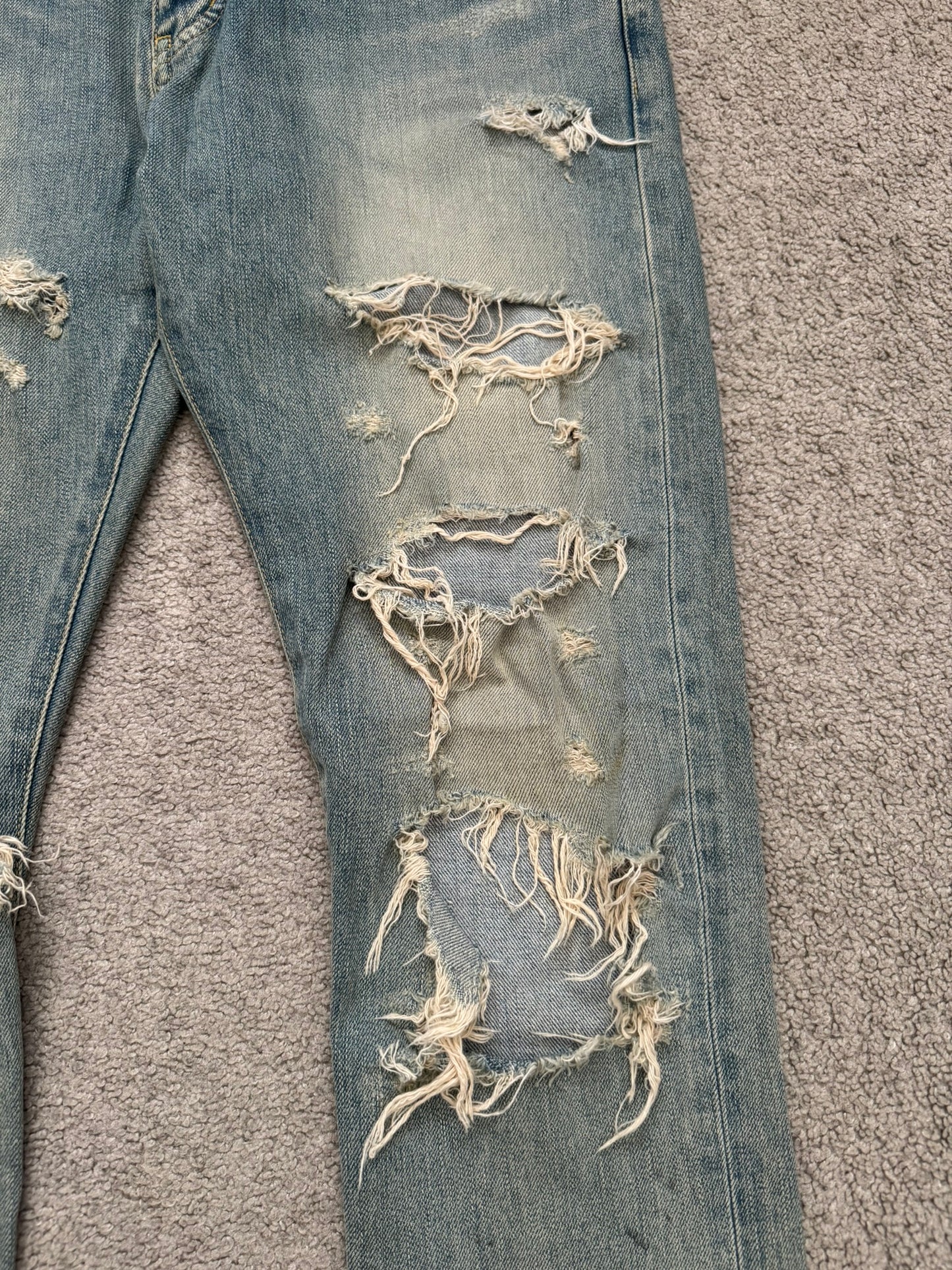 FW14 Saint Laurent by Hedi Slimane Crash Distressed D02 Denim Jeans