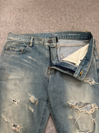 FW14 Saint Laurent by Hedi Slimane Crash Distressed D02 Denim Jeans