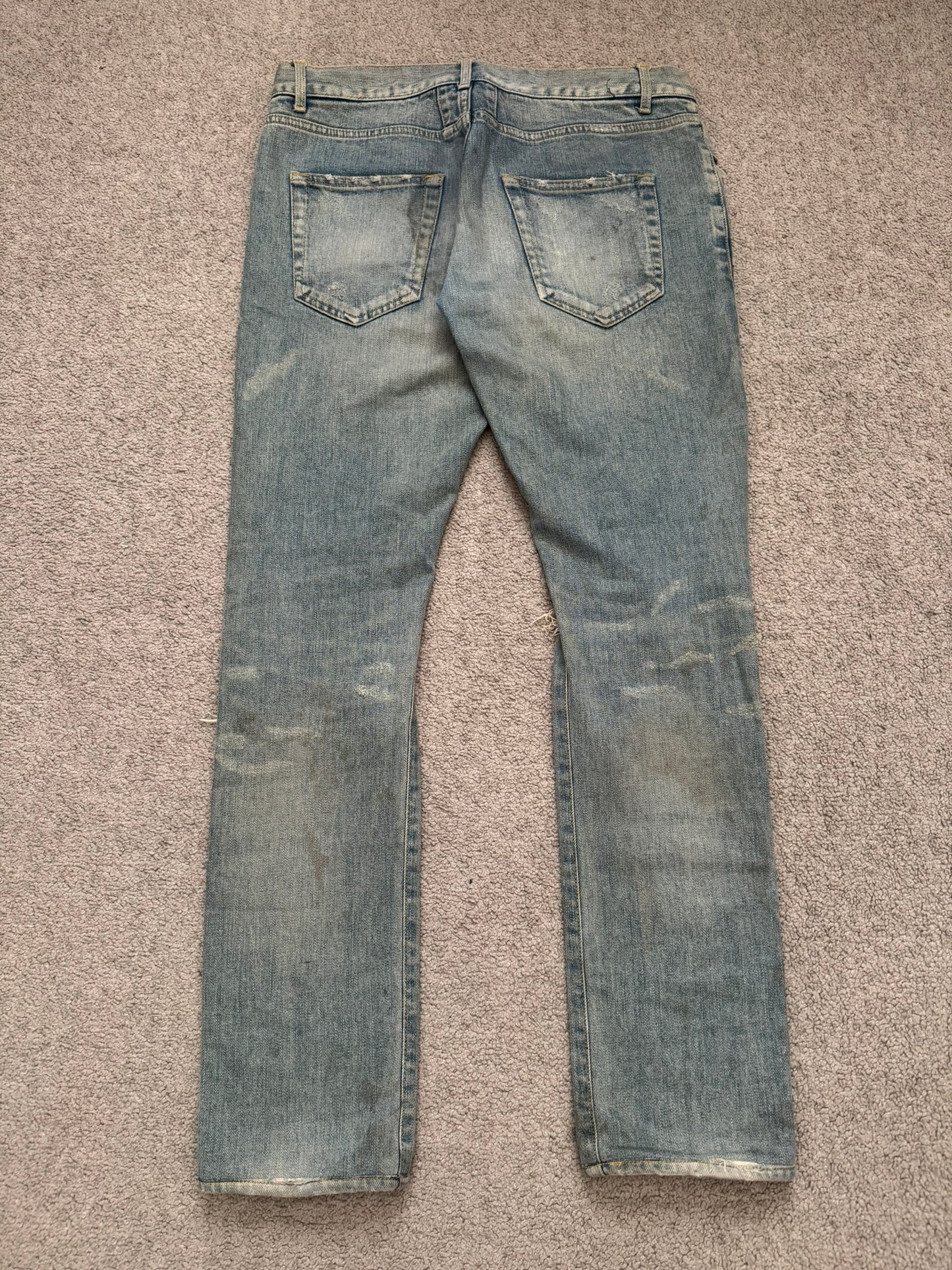 FW14 Saint Laurent by Hedi Slimane Crash Distressed D02 Denim Jeans