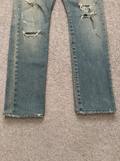 FW16 Saint Laurent by Hedi Slimane Crash Distressed D02 Denim Jeans