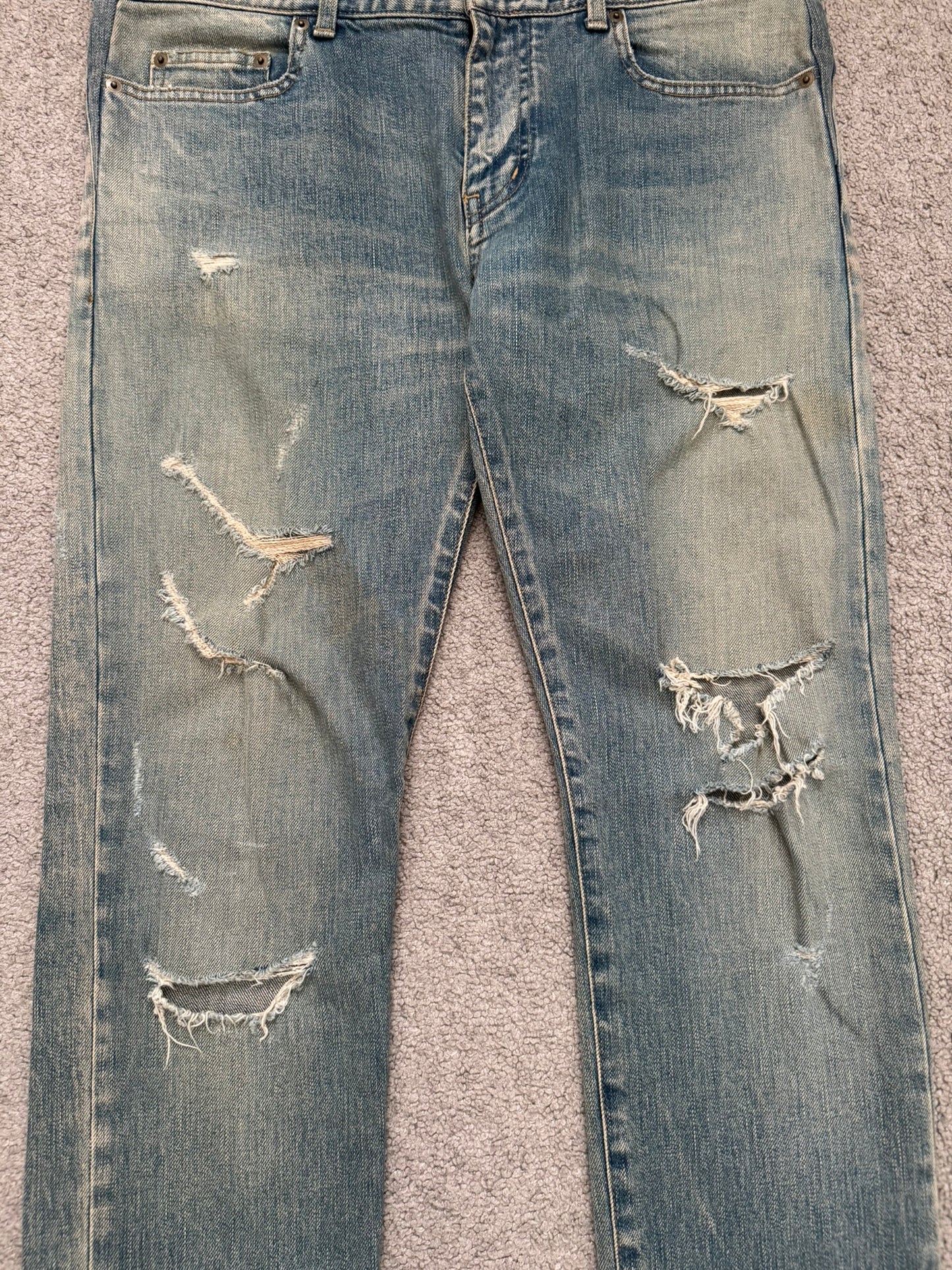 FW16 Saint Laurent by Hedi Slimane Crash Distressed D02 Denim Jeans