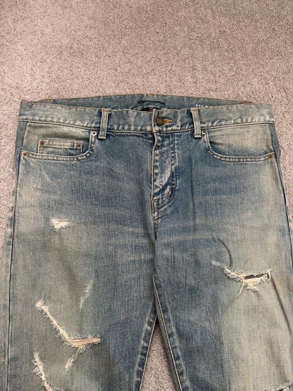 FW16 Saint Laurent by Hedi Slimane Crash Distressed D02 Denim Jeans