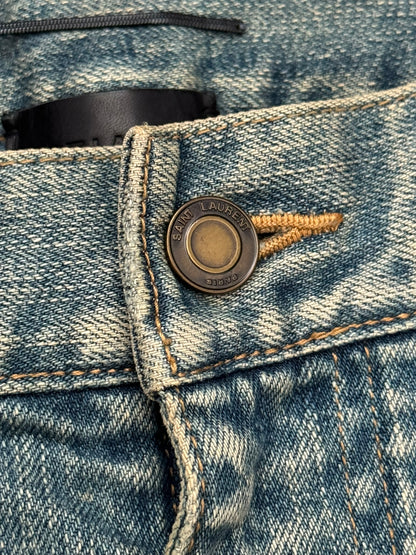 FW16 Saint Laurent by Hedi Slimane Crash Distressed D02 Denim Jeans