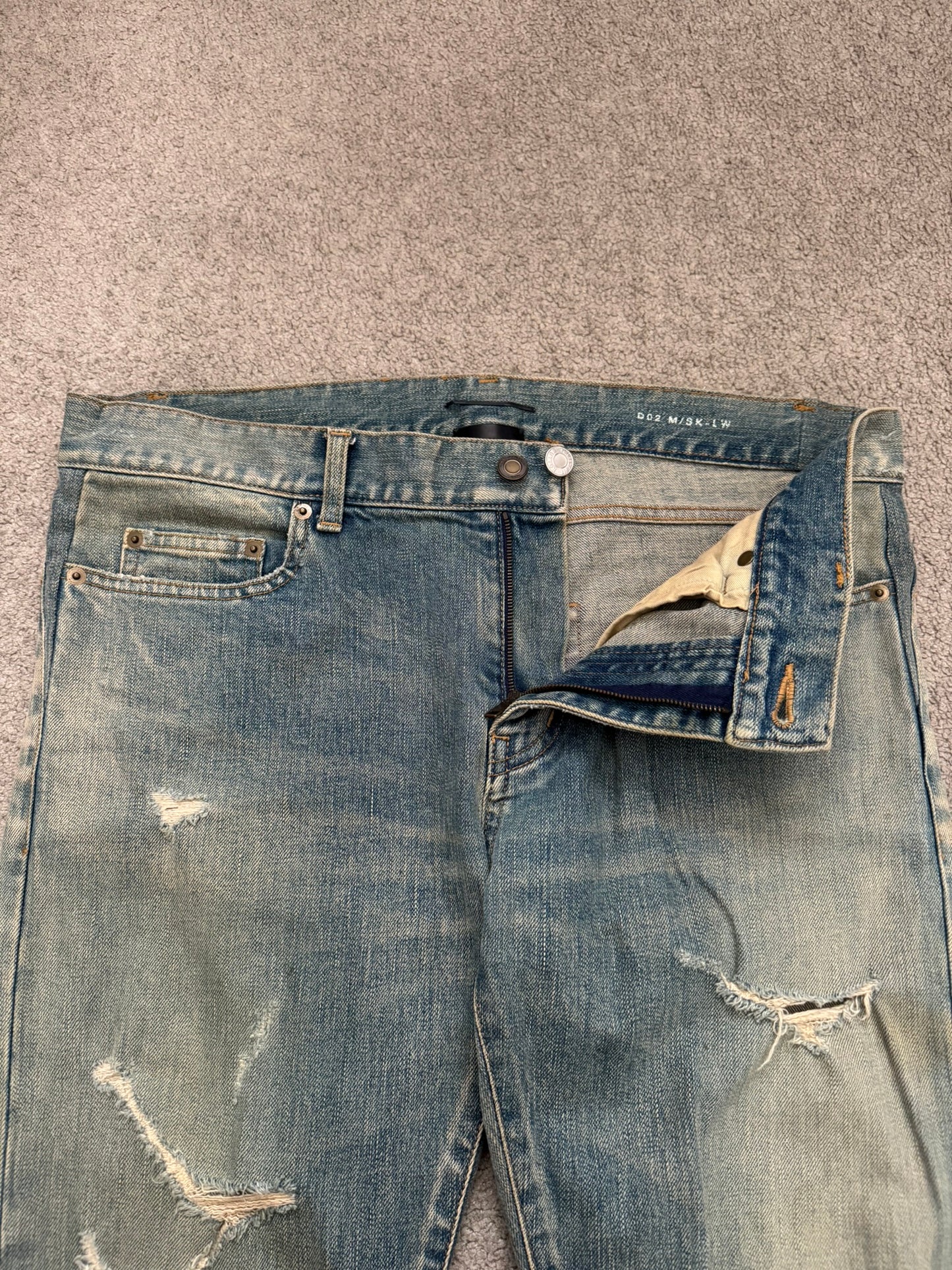 FW16 Saint Laurent by Hedi Slimane Crash Distressed D02 Denim Jeans
