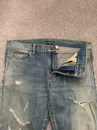 FW16 Saint Laurent by Hedi Slimane Crash Distressed D02 Denim Jeans