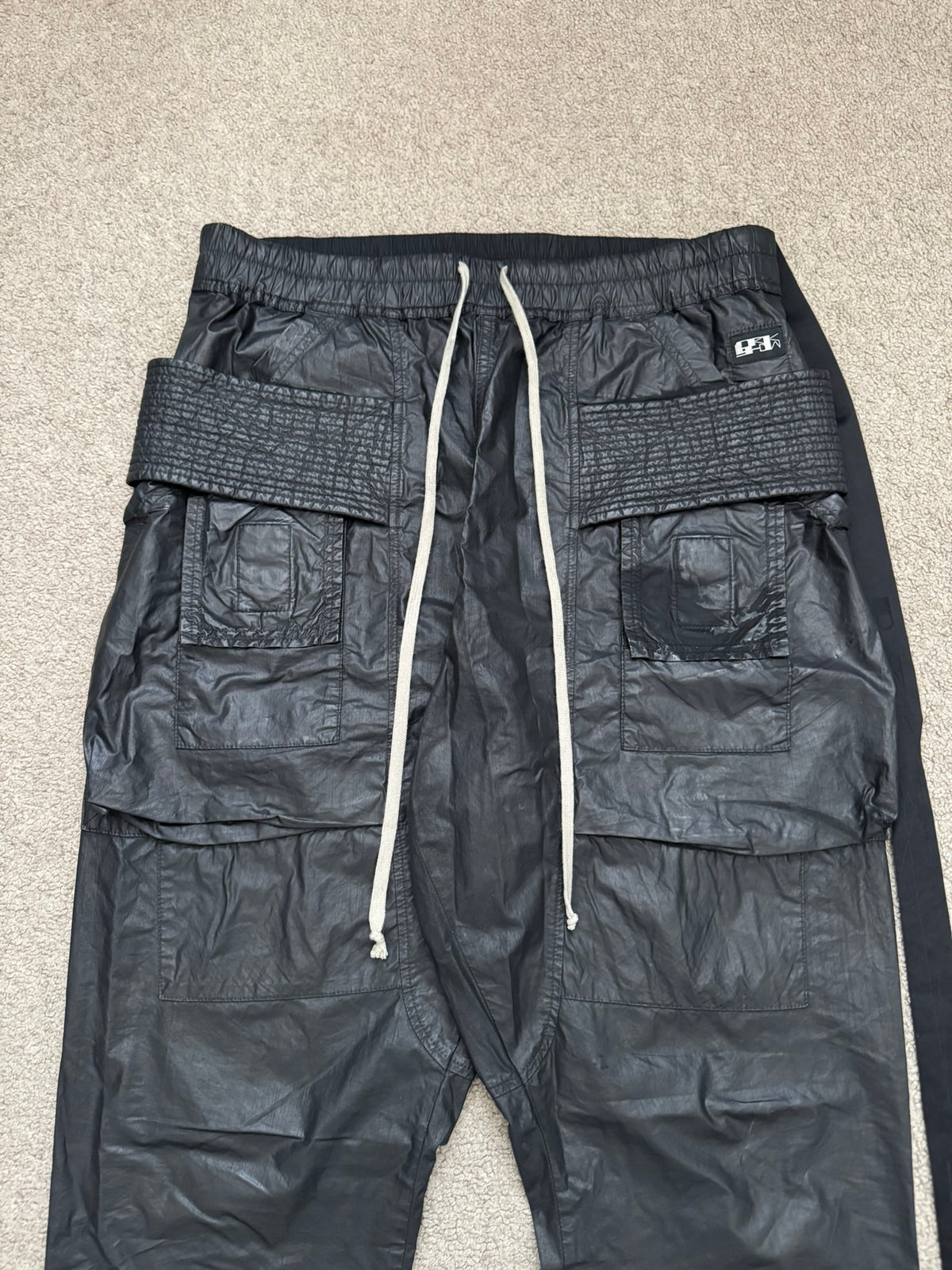 SS21 Rick Owens DRKSHDW Black Waxed Creatch Cargo Pants