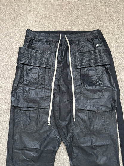 SS21 Rick Owens DRKSHDW Black Waxed Creatch Cargo Pants