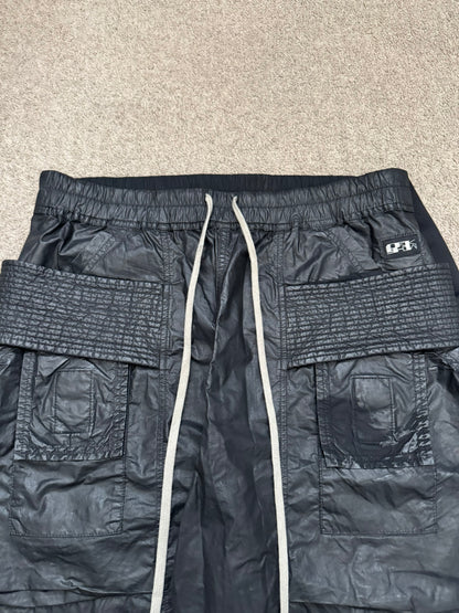 SS21 Rick Owens DRKSHDW Black Waxed Creatch Cargo Pants