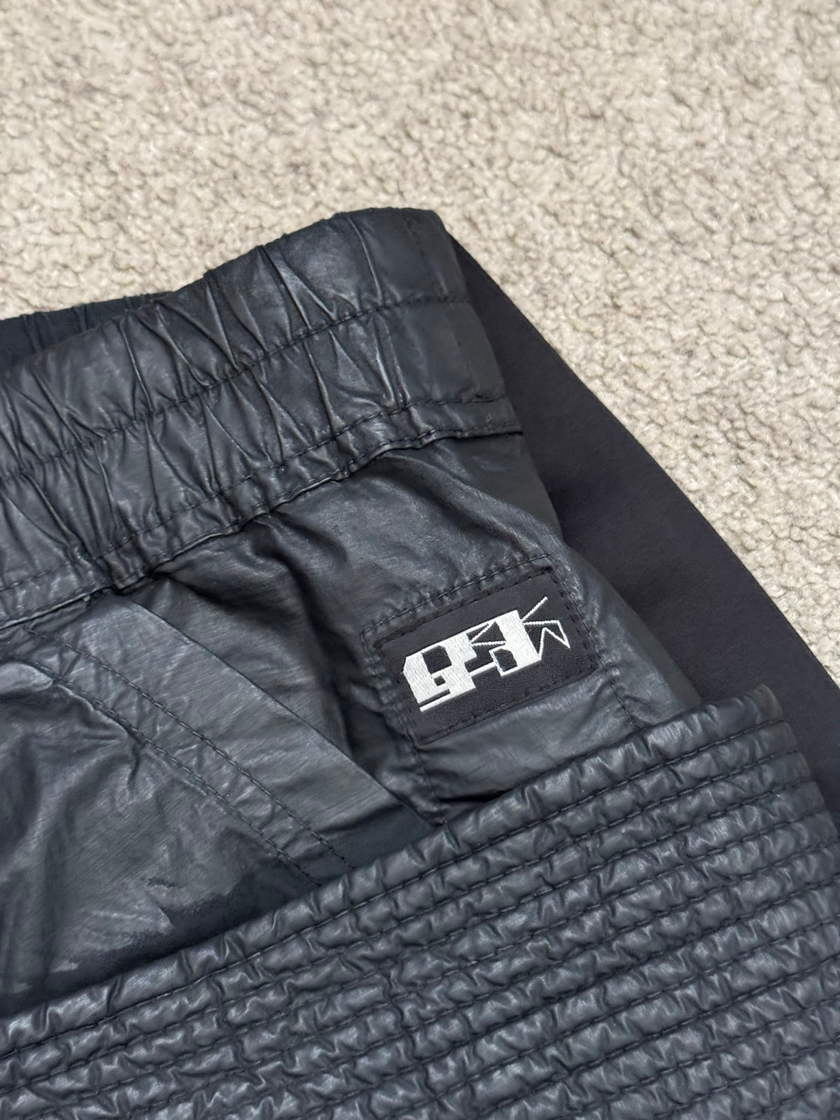 SS21 Rick Owens DRKSHDW Black Waxed Creatch Cargo Pants