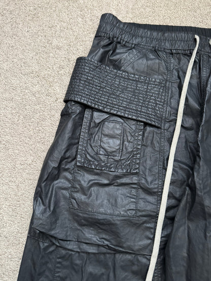 SS21 Rick Owens DRKSHDW Black Waxed Creatch Cargo Pants