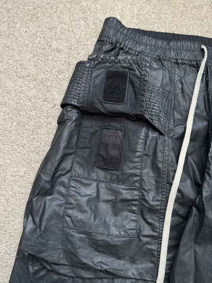 SS21 Rick Owens DRKSHDW Black Waxed Creatch Cargo Pants