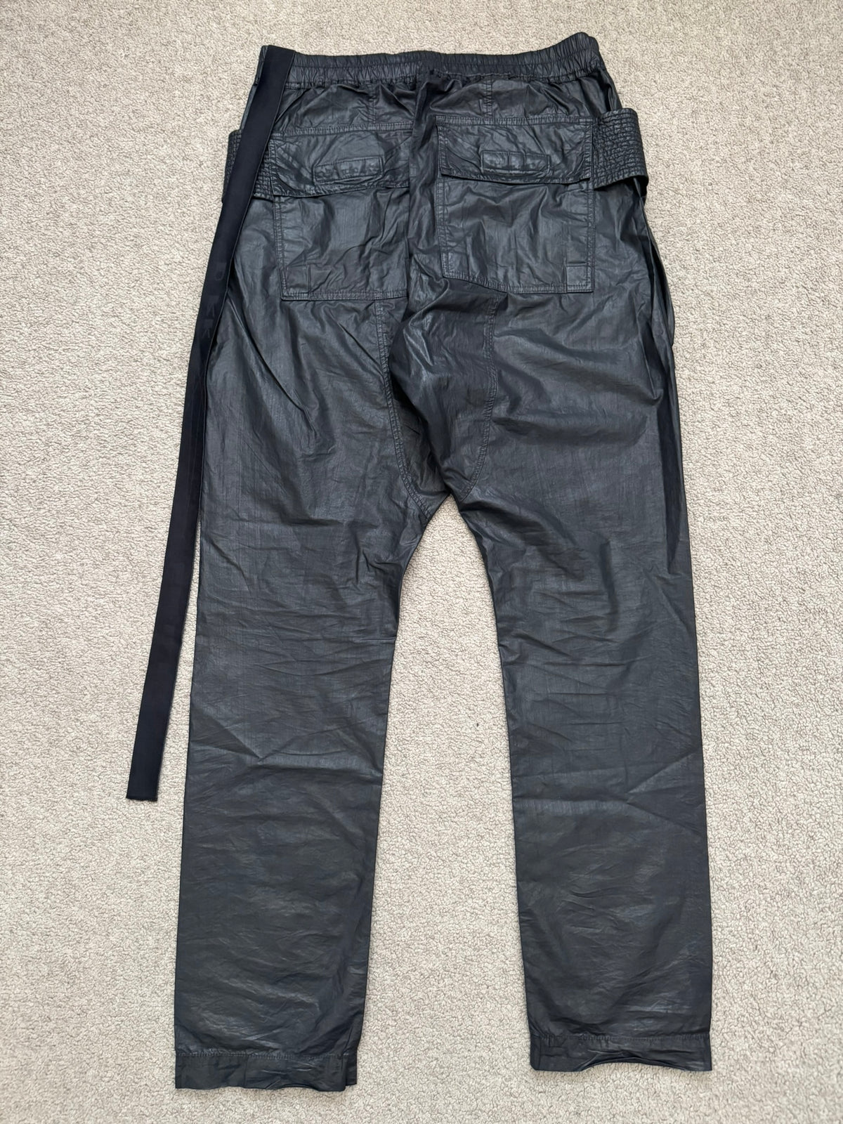 SS21 Rick Owens DRKSHDW Black Waxed Creatch Cargo Pants