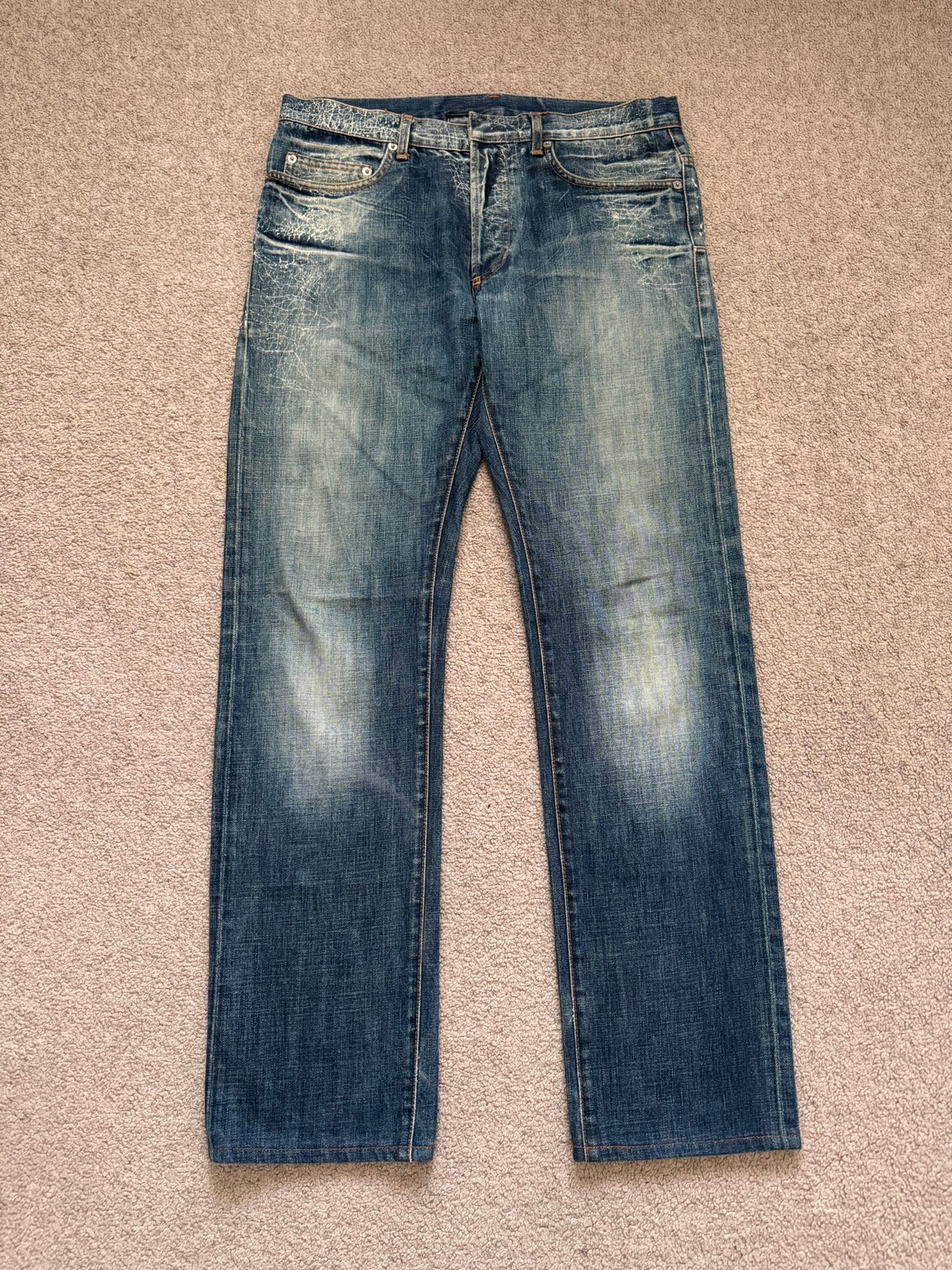 SS07 Dior Homme by Hedi Slimane Spiderweb Denim Jeans