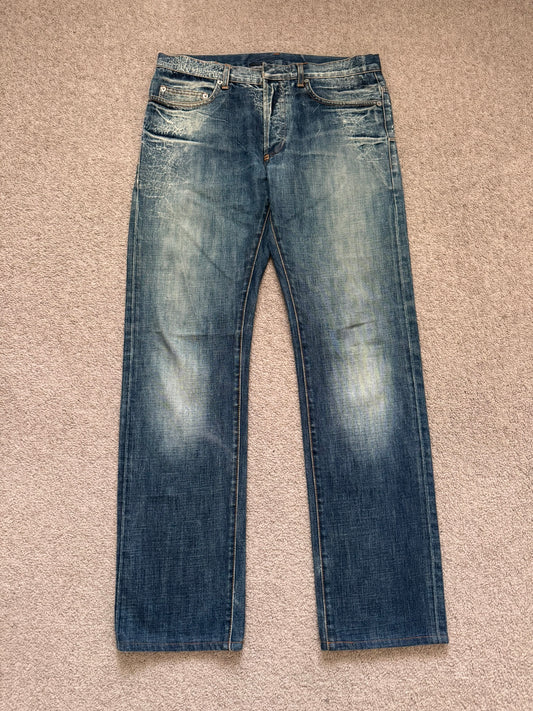 SS07 Dior Homme by Hedi Slimane Spiderweb Denim Jeans