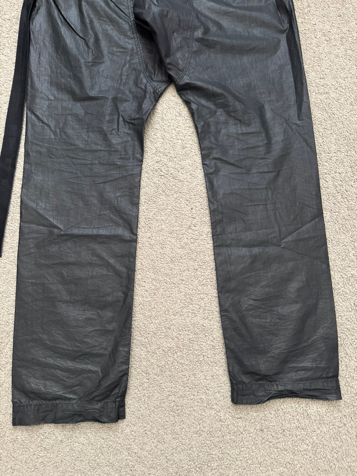 SS21 Rick Owens DRKSHDW Black Waxed Creatch Cargo Pants