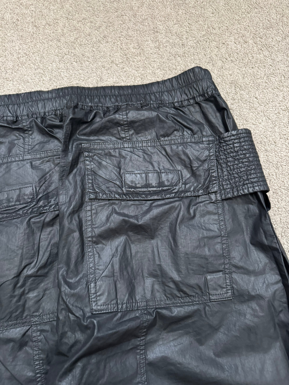SS21 Rick Owens DRKSHDW Black Waxed Creatch Cargo Pants