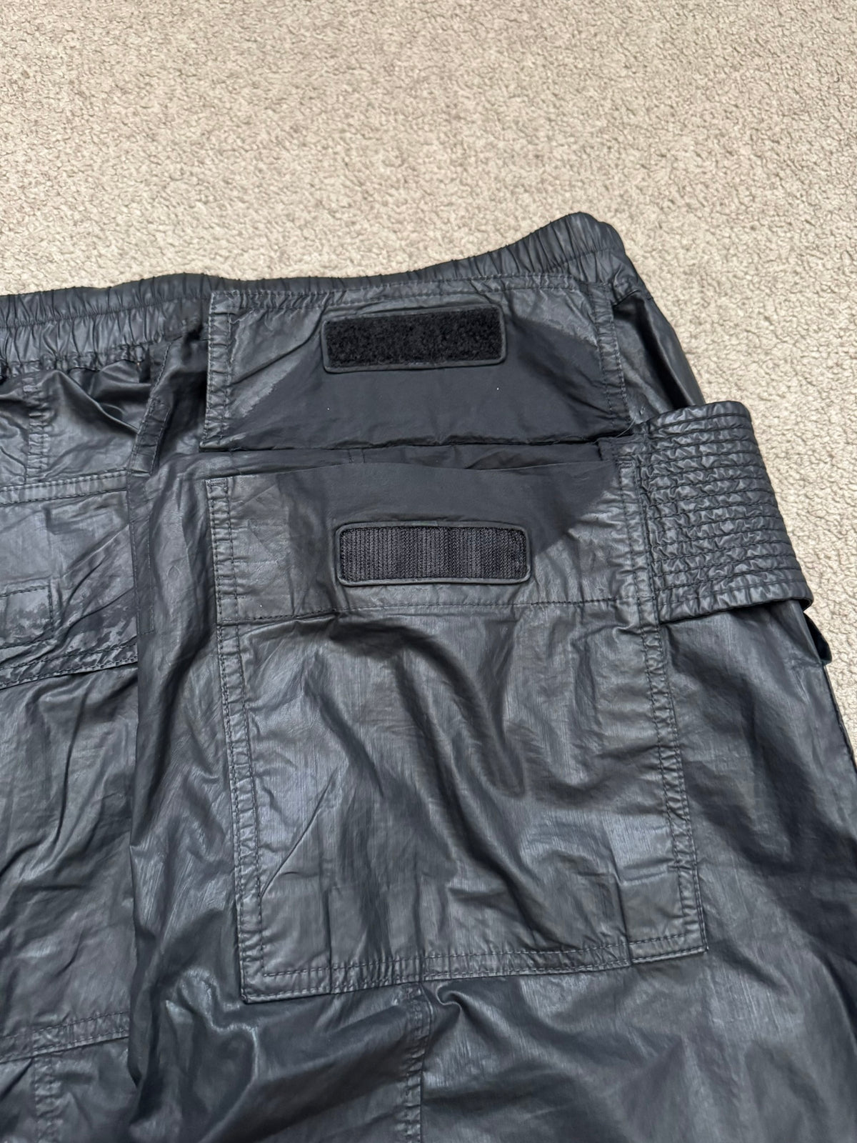 SS21 Rick Owens DRKSHDW Black Waxed Creatch Cargo Pants