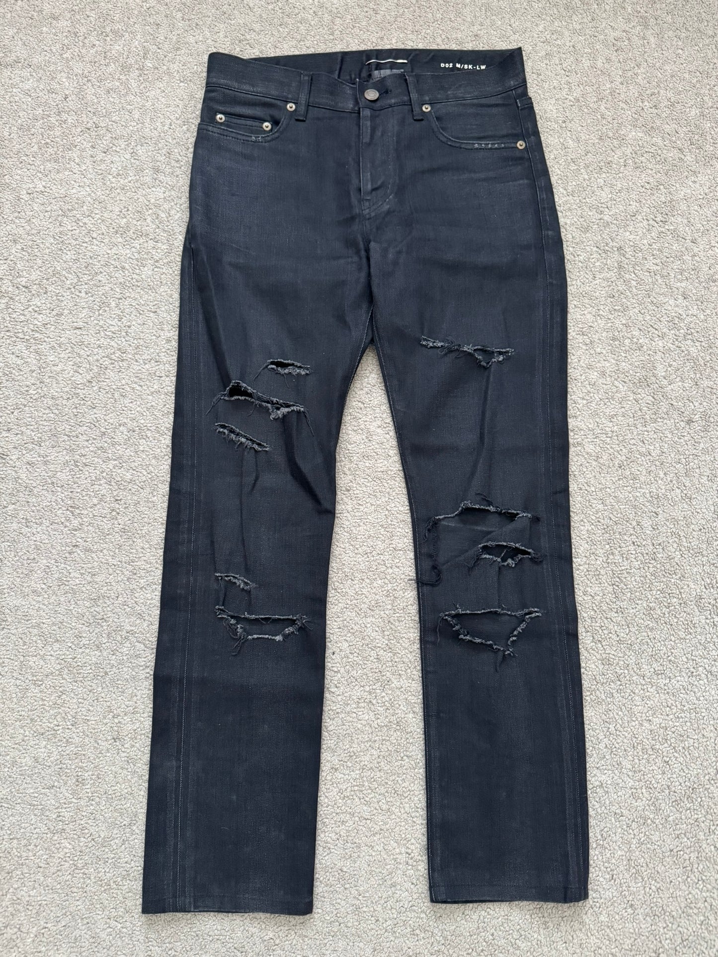 FW15 Saint Laurent by Hedi Slimane Crash Distressed D02 Denim Jeans