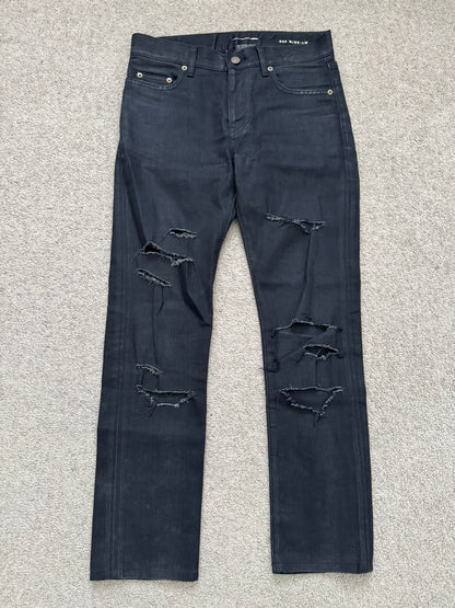 FW15 Saint Laurent by Hedi Slimane Crash Distressed D02 Denim Jeans