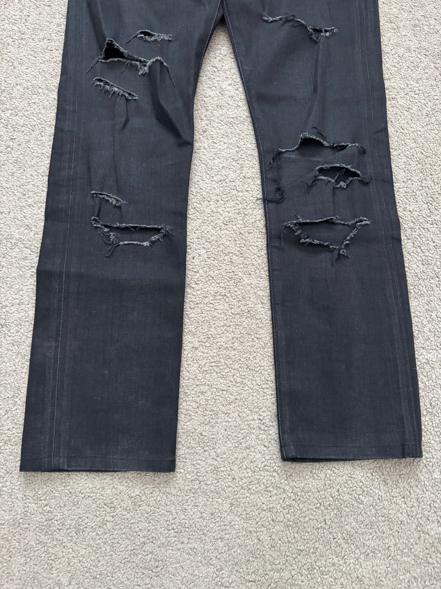 FW15 Saint Laurent by Hedi Slimane Crash Distressed D02 Denim Jeans