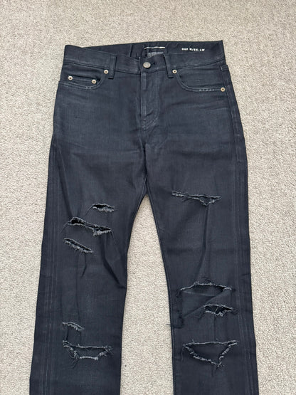 FW15 Saint Laurent by Hedi Slimane Crash Distressed D02 Denim Jeans