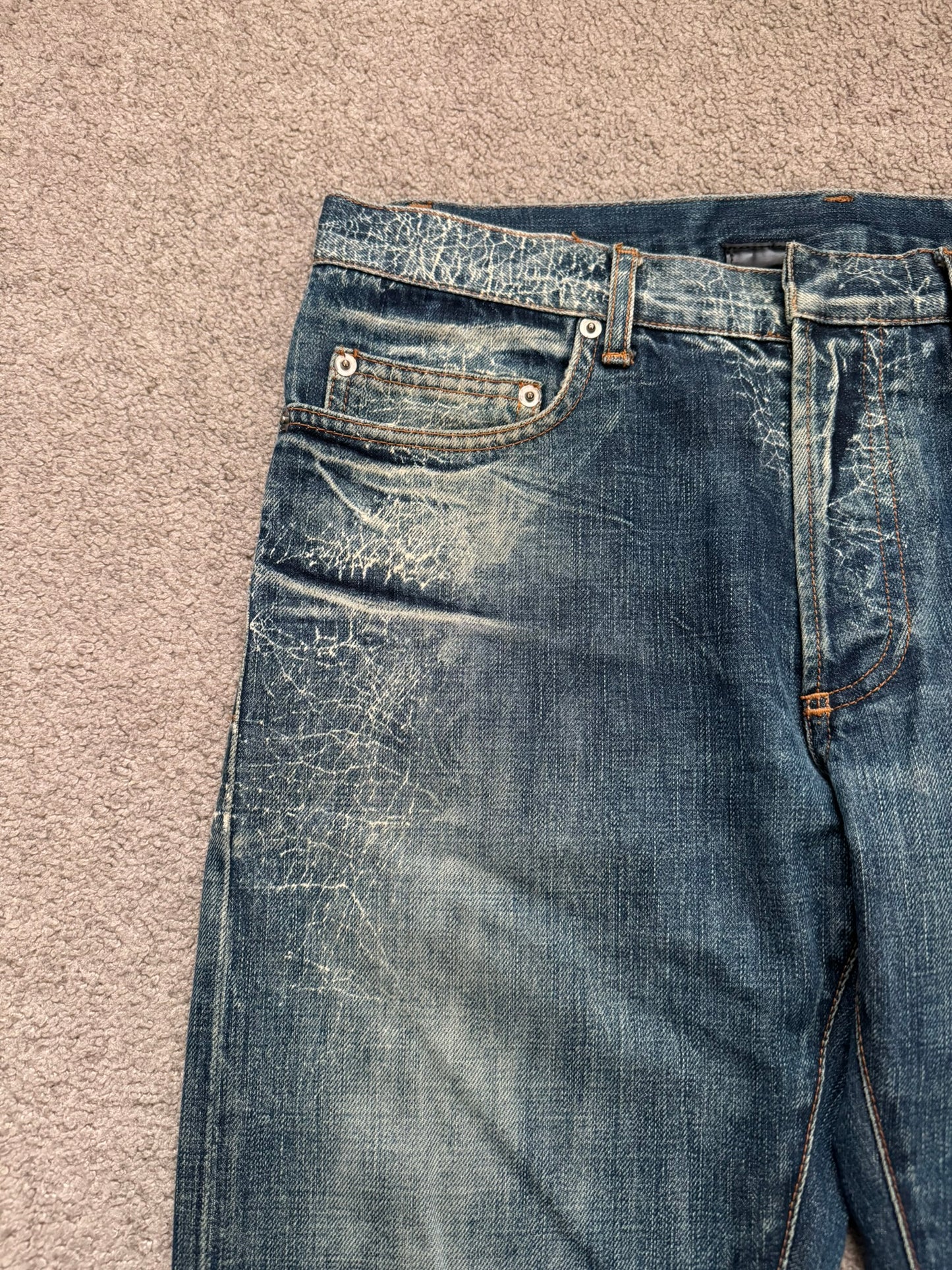 SS07 Dior Homme by Hedi Slimane Spiderweb Denim Jeans