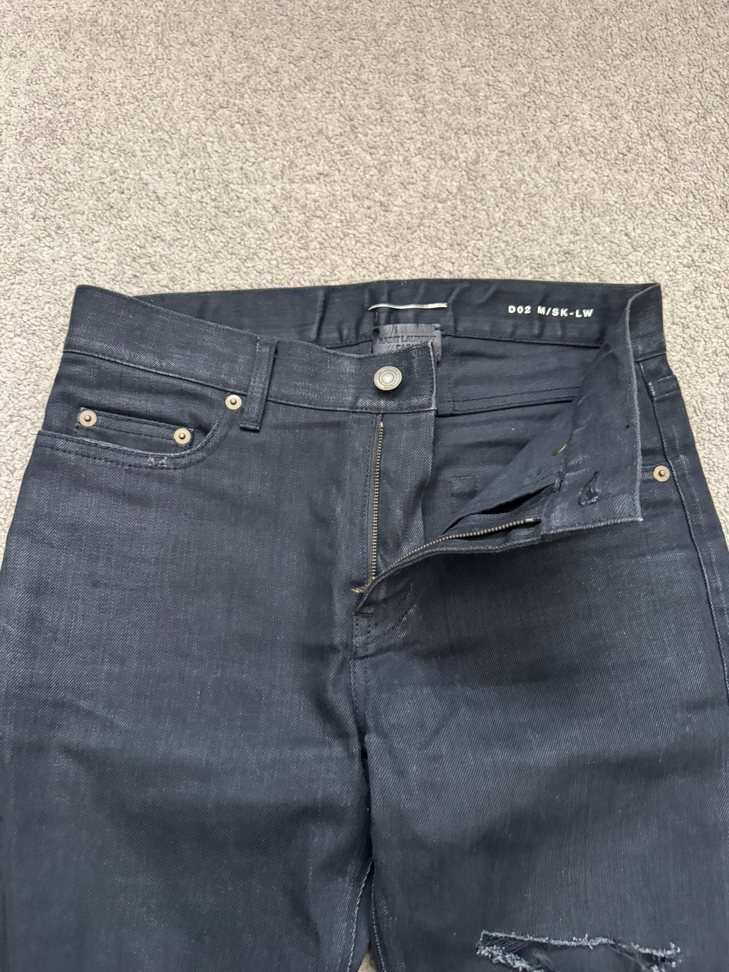 FW15 Saint Laurent by Hedi Slimane Crash Distressed D02 Denim Jeans