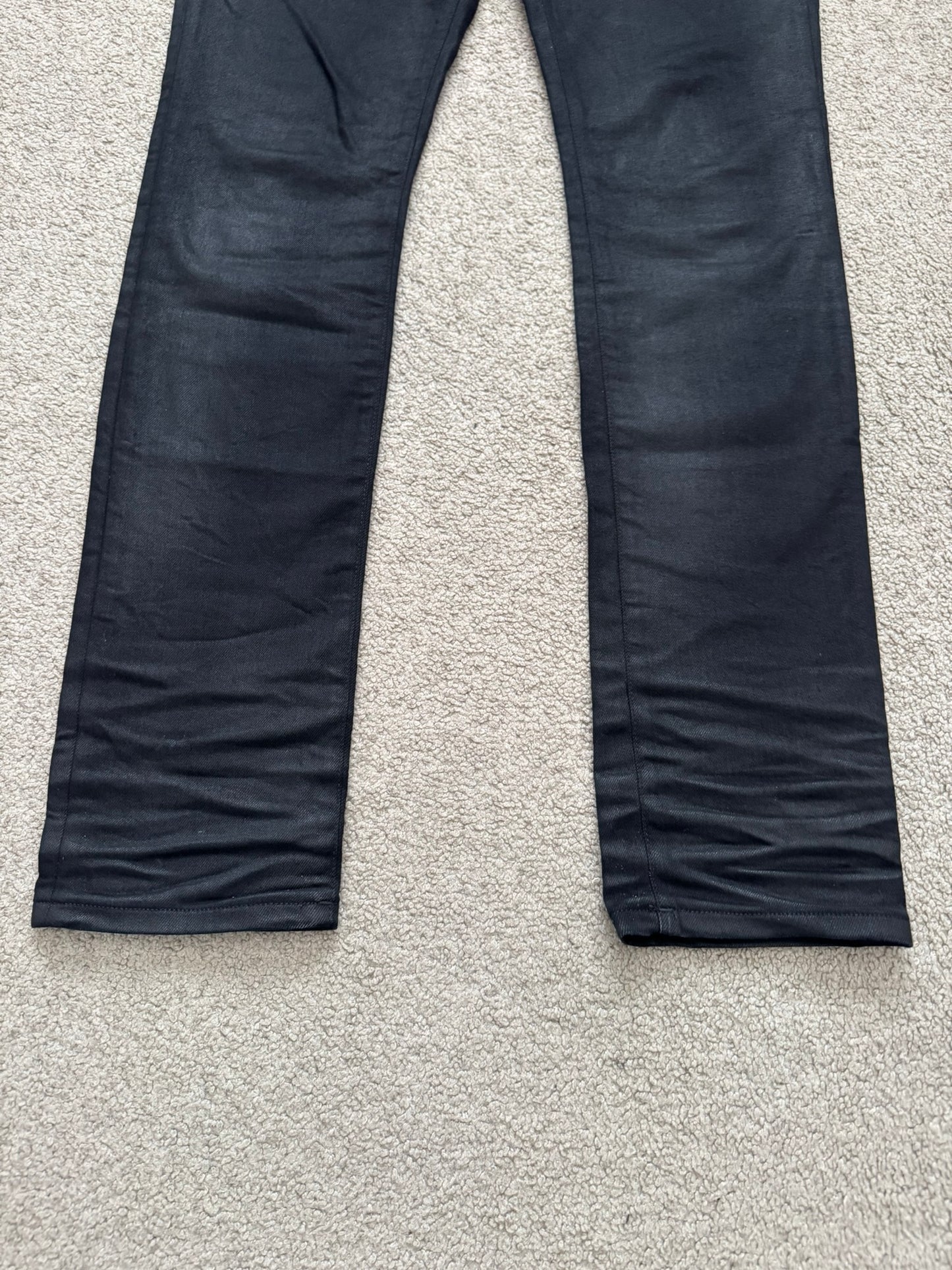 SS16 Saint Laurent by Hedi Slimane "Nightrider" Black Waxed D02 Denim Jeans