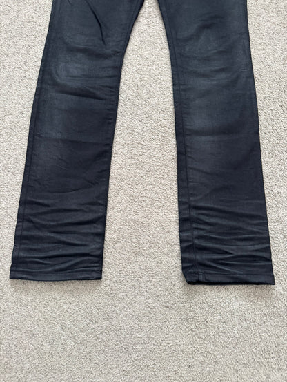 SS16 Saint Laurent by Hedi Slimane "Nightrider" Black Waxed D02 Denim Jeans
