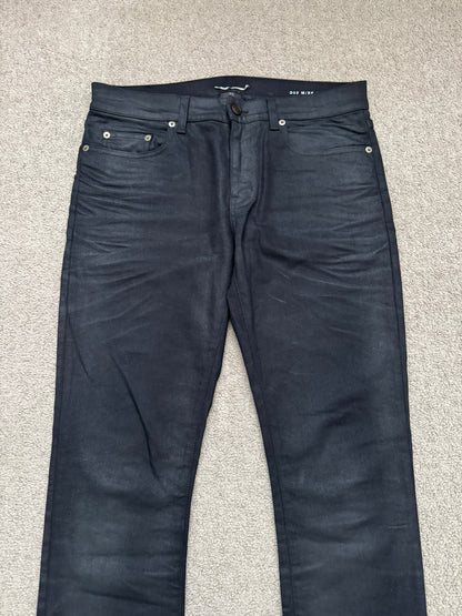 SS16 Saint Laurent by Hedi Slimane "Nightrider" Black Waxed D02 Denim Jeans