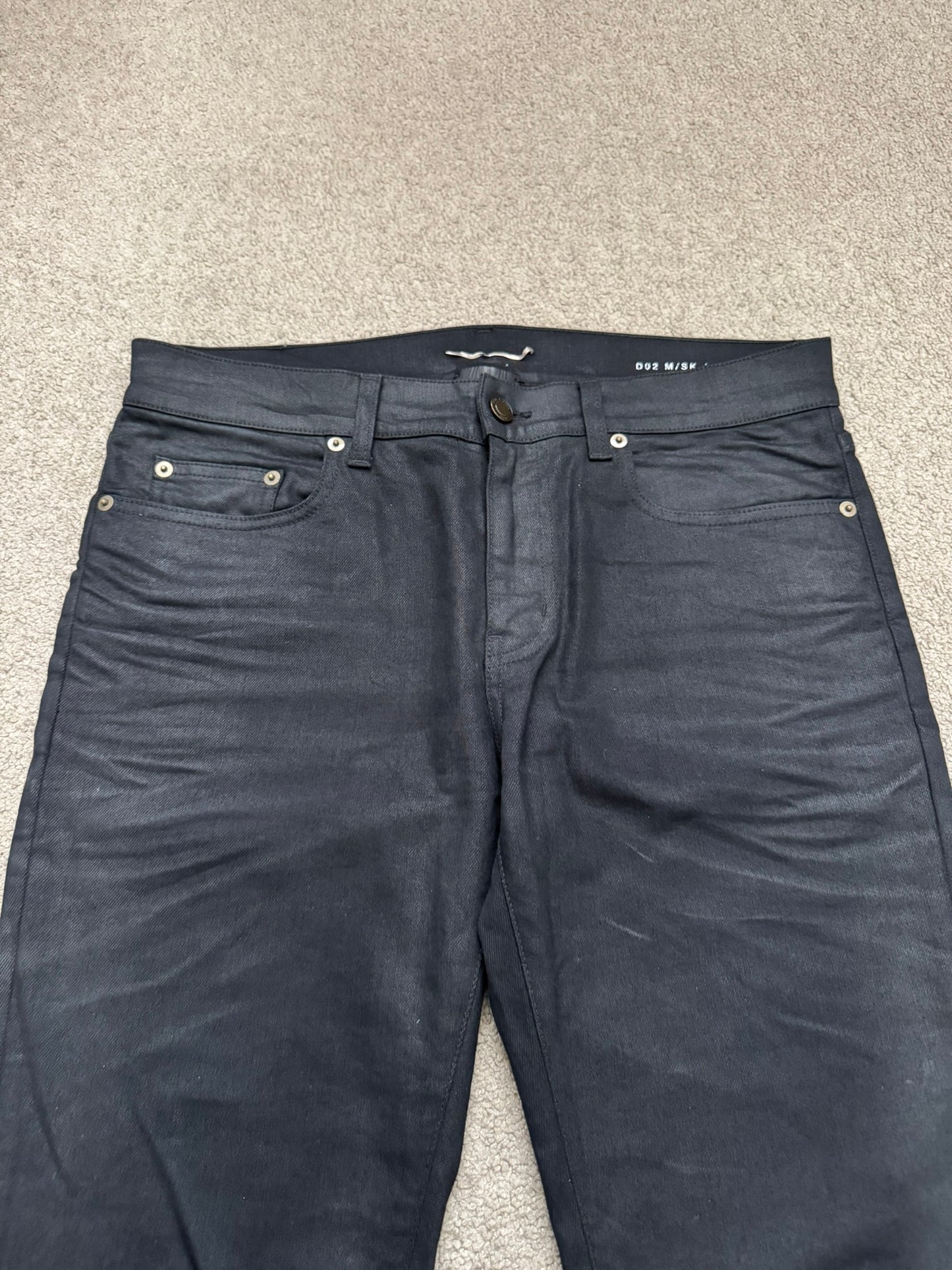 SS16 Saint Laurent by Hedi Slimane "Nightrider" Black Waxed D02 Denim Jeans