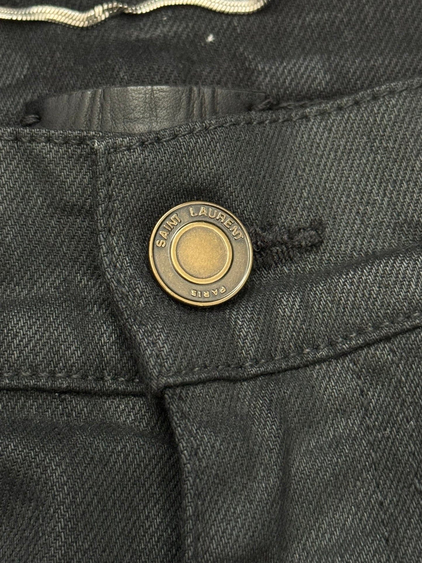 SS16 Saint Laurent by Hedi Slimane "Nightrider" Black Waxed D02 Denim Jeans