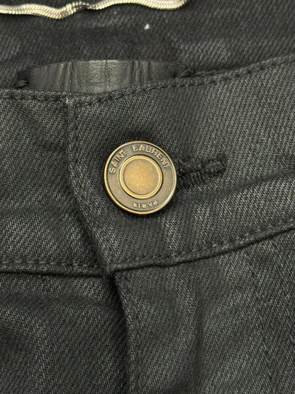 SS16 Saint Laurent by Hedi Slimane "Nightrider" Black Waxed D02 Denim Jeans