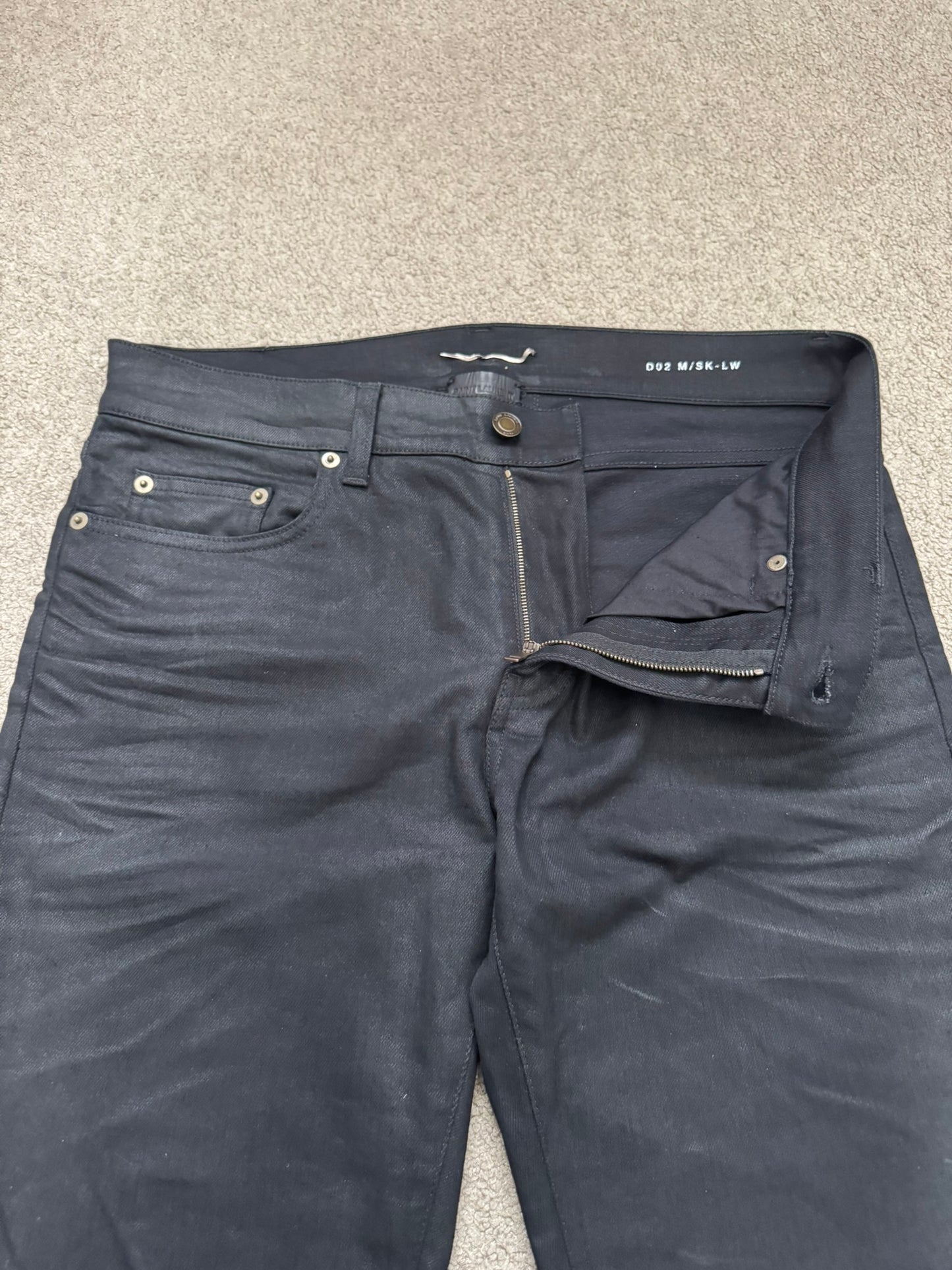 SS16 Saint Laurent by Hedi Slimane "Nightrider" Black Waxed D02 Denim Jeans