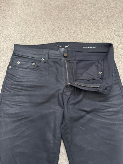 SS16 Saint Laurent by Hedi Slimane "Nightrider" Black Waxed D02 Denim Jeans