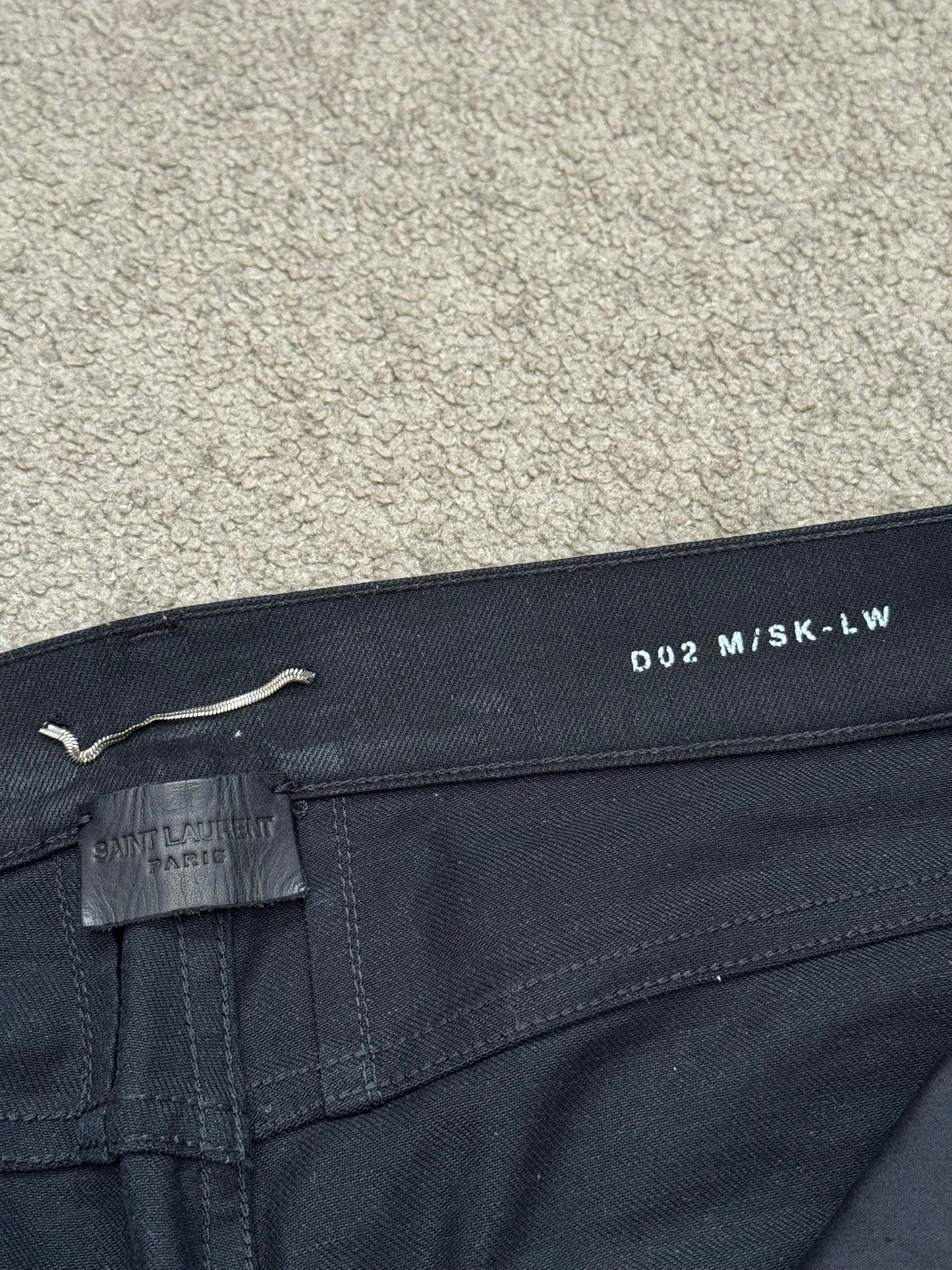 SS16 Saint Laurent by Hedi Slimane "Nightrider" Black Waxed D02 Denim Jeans
