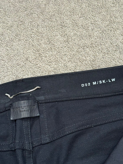 SS16 Saint Laurent by Hedi Slimane "Nightrider" Black Waxed D02 Denim Jeans